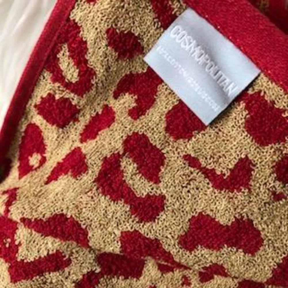 Cosmopolitan Red/Gold Leopard 4 Piece Washcloth Set